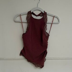 Zara Maroon Halter Top